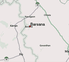 Location of Barsana in Braj