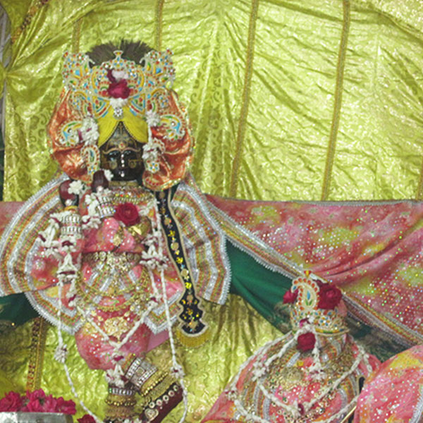 Yellow floral arcade decorated in Vrindavan